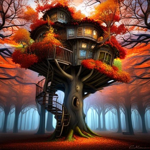 Incredible_epic_autumn_treehouse!!!, maximalist, giant_treeh...