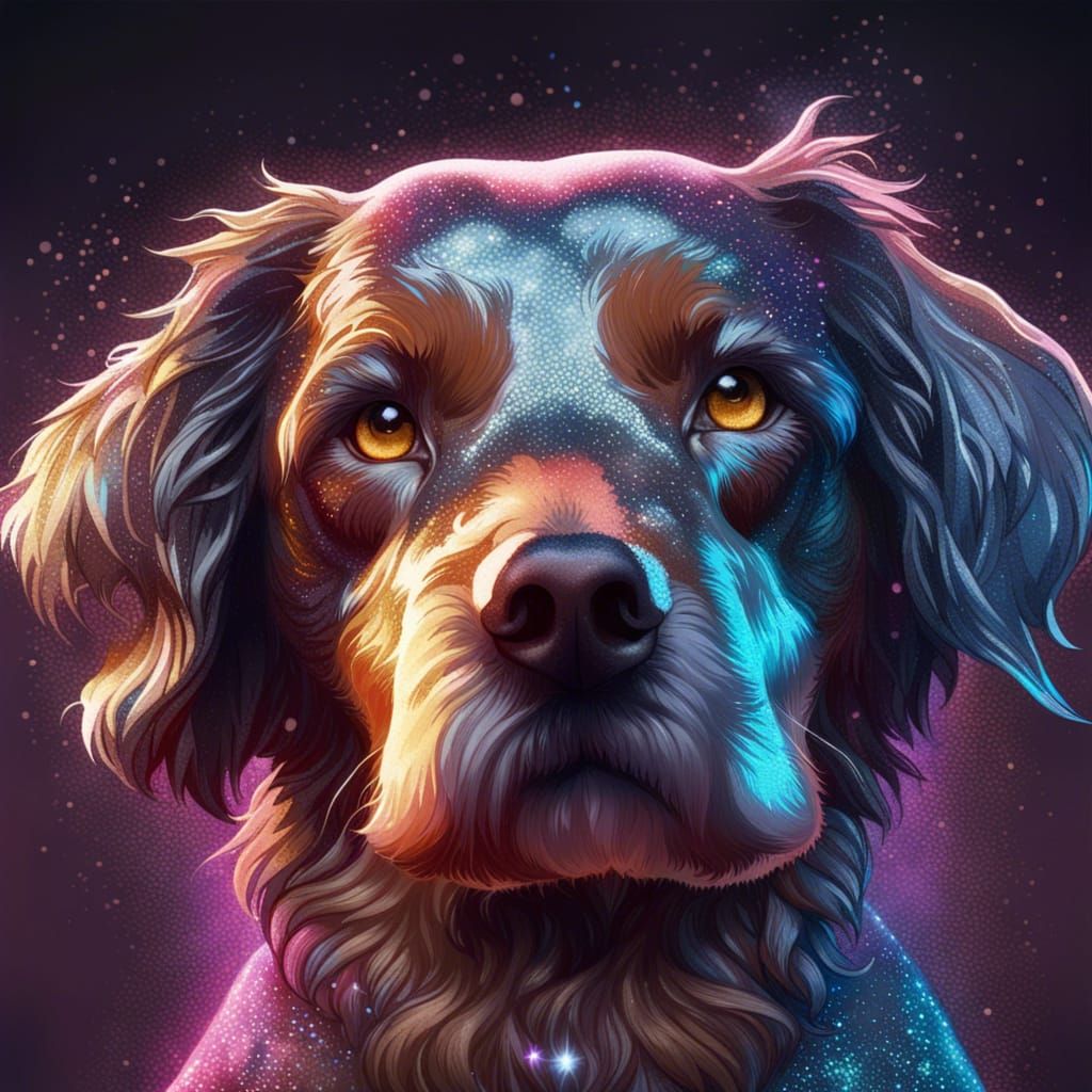 Glitter Dog Portrait in 8K Resolution