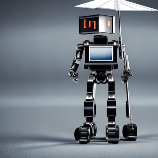 robot holding a sign