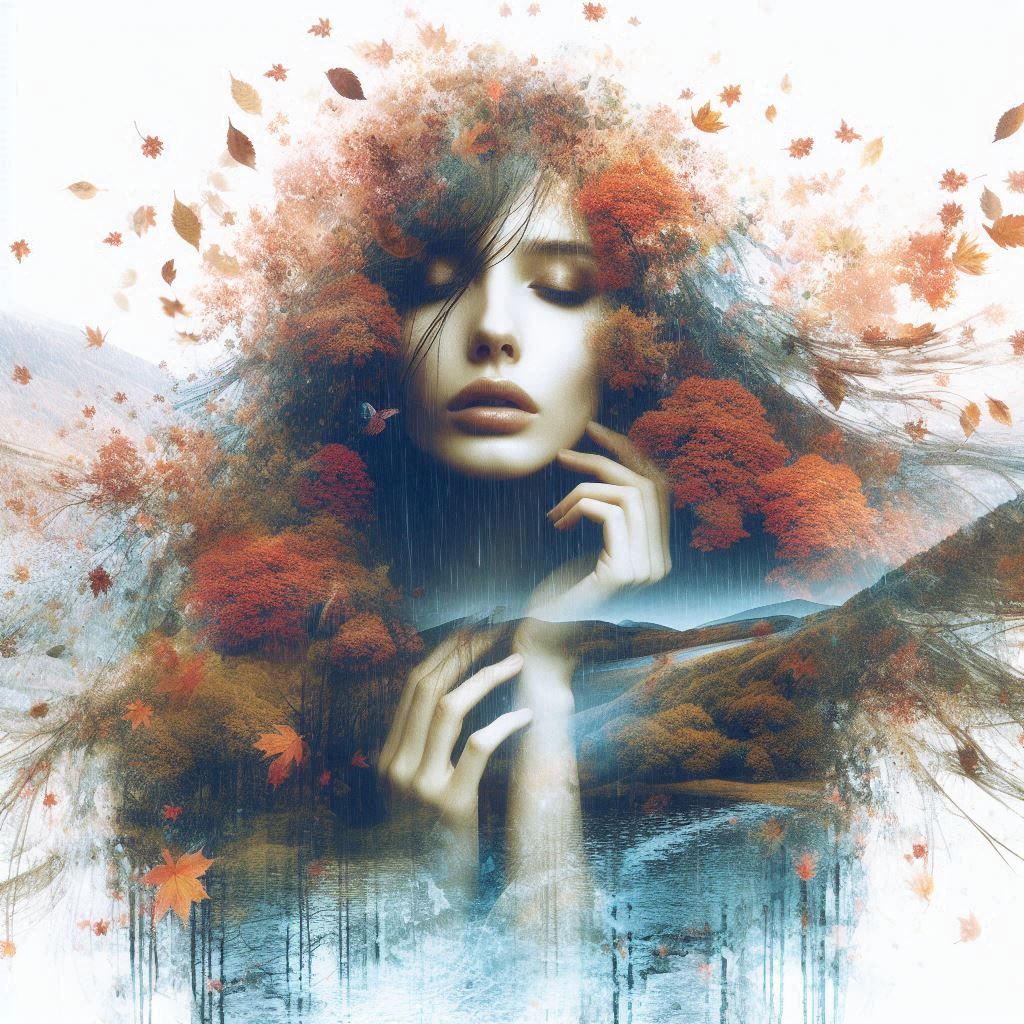 double exposure beautiful fantasy portrait landscape..