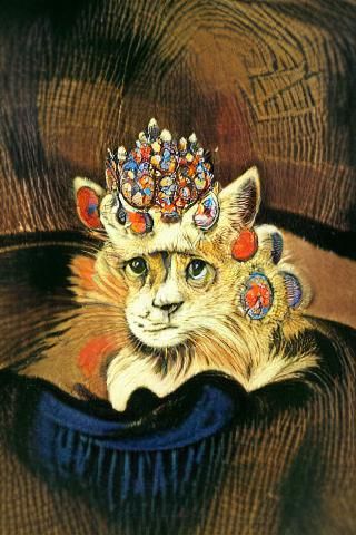 cat wearing a crown, Louis wain
