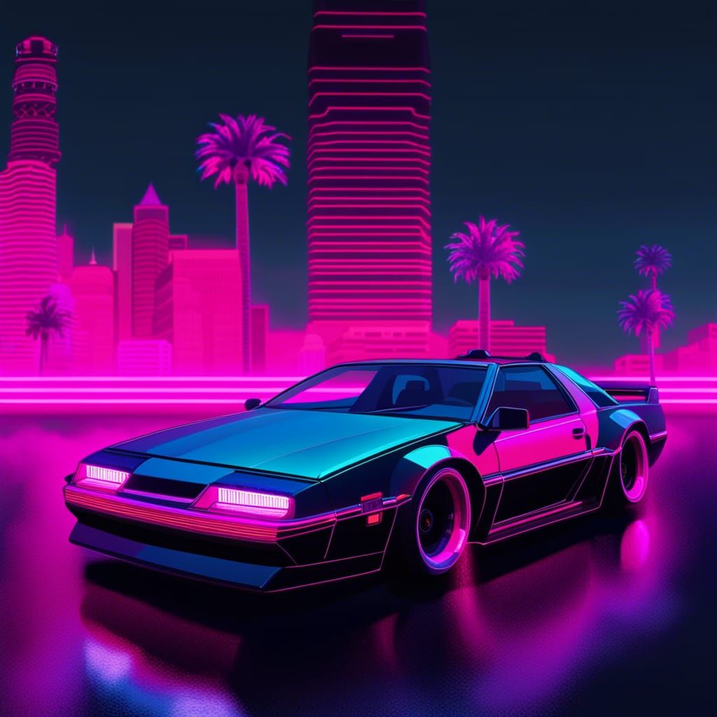 vaporwave Knight Rider car - AI Generated Artwork - NightCafe Creator