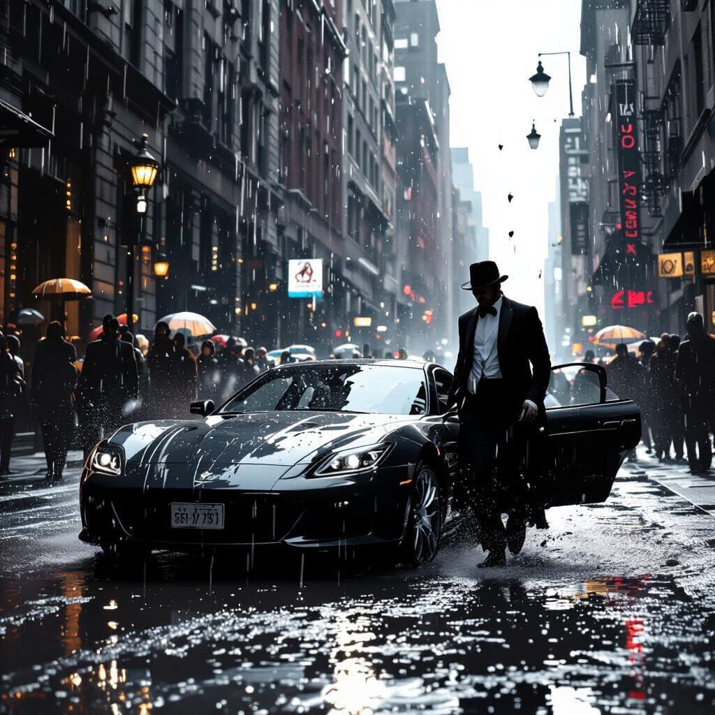 Arrogant Man Falls in Puddle as Silhouettes Mock