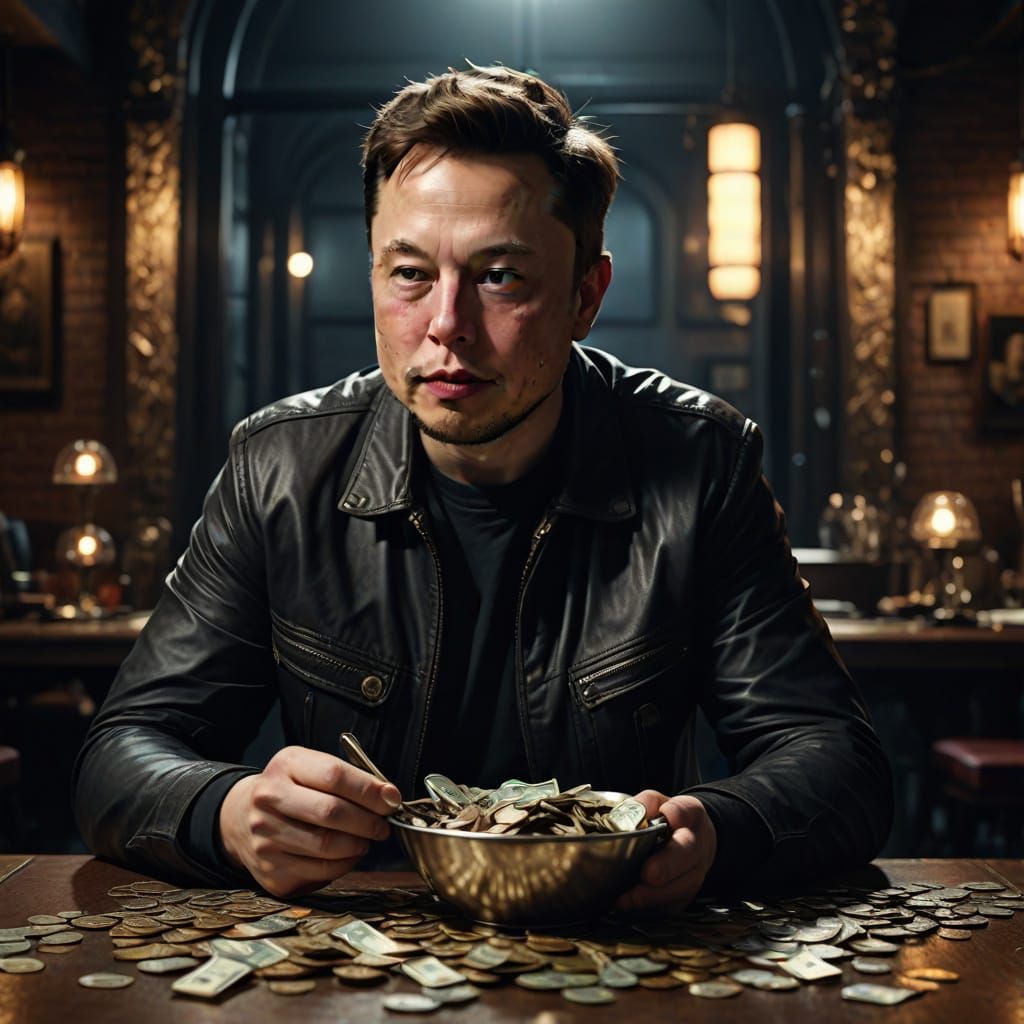 musk EATING a bowl of money