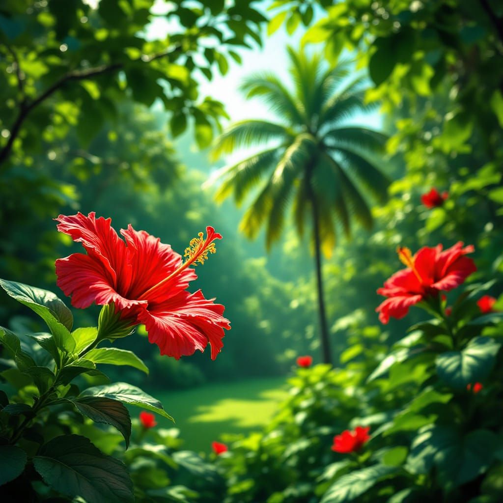 A verdant tropical garden