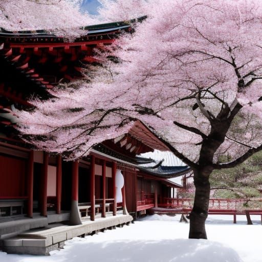 To-ji temple in spring snow  by @Dr T