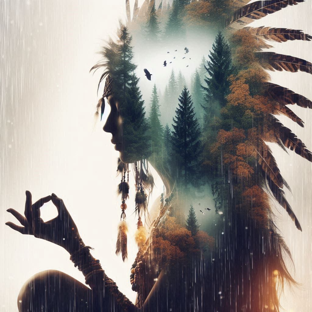 double exposure beautiful fantasy DALL-E 3 portrait landscape..