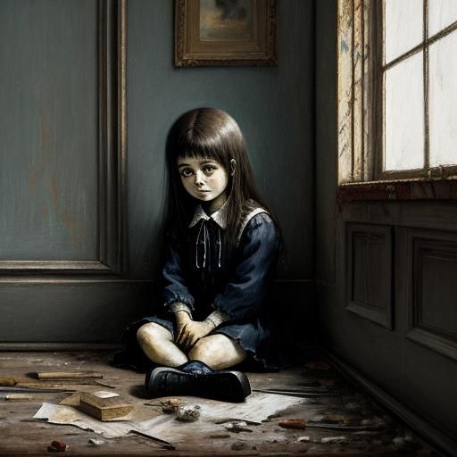 Lonely, oil painting, Dreamshaper v8,