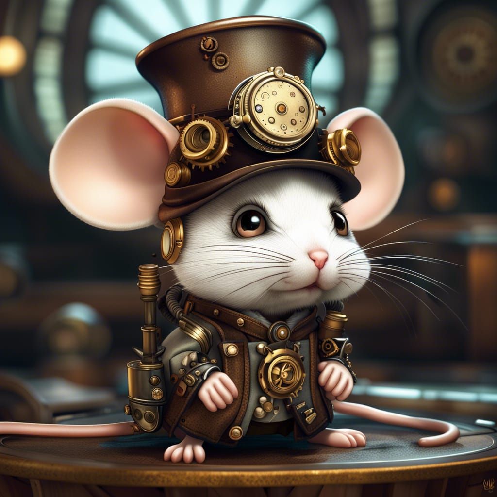 the portrait of a chibified steampunk mouse  by @Kindly Offer