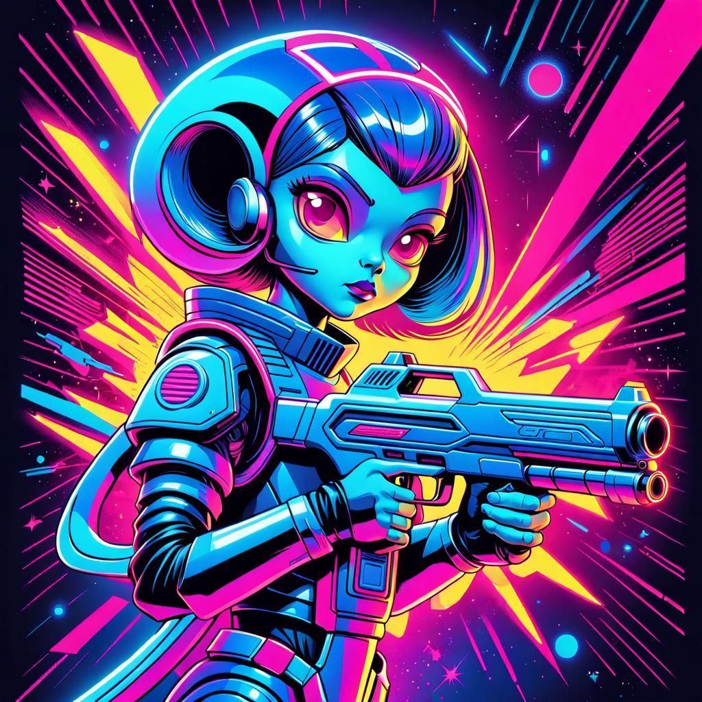 a wanted poster, on it is a picture of a little alien girl w...