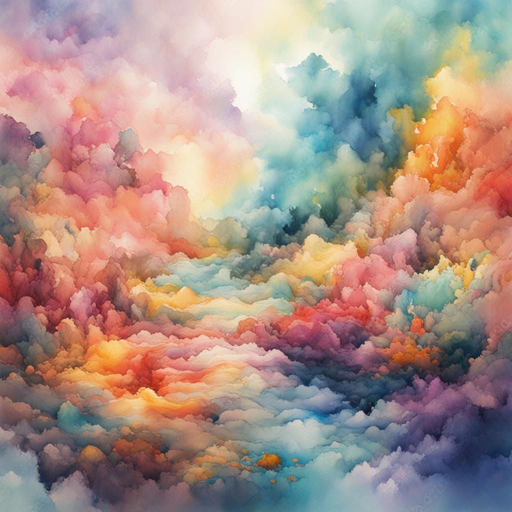 abstract image of colorful watercolor, in pastel tones, impr...