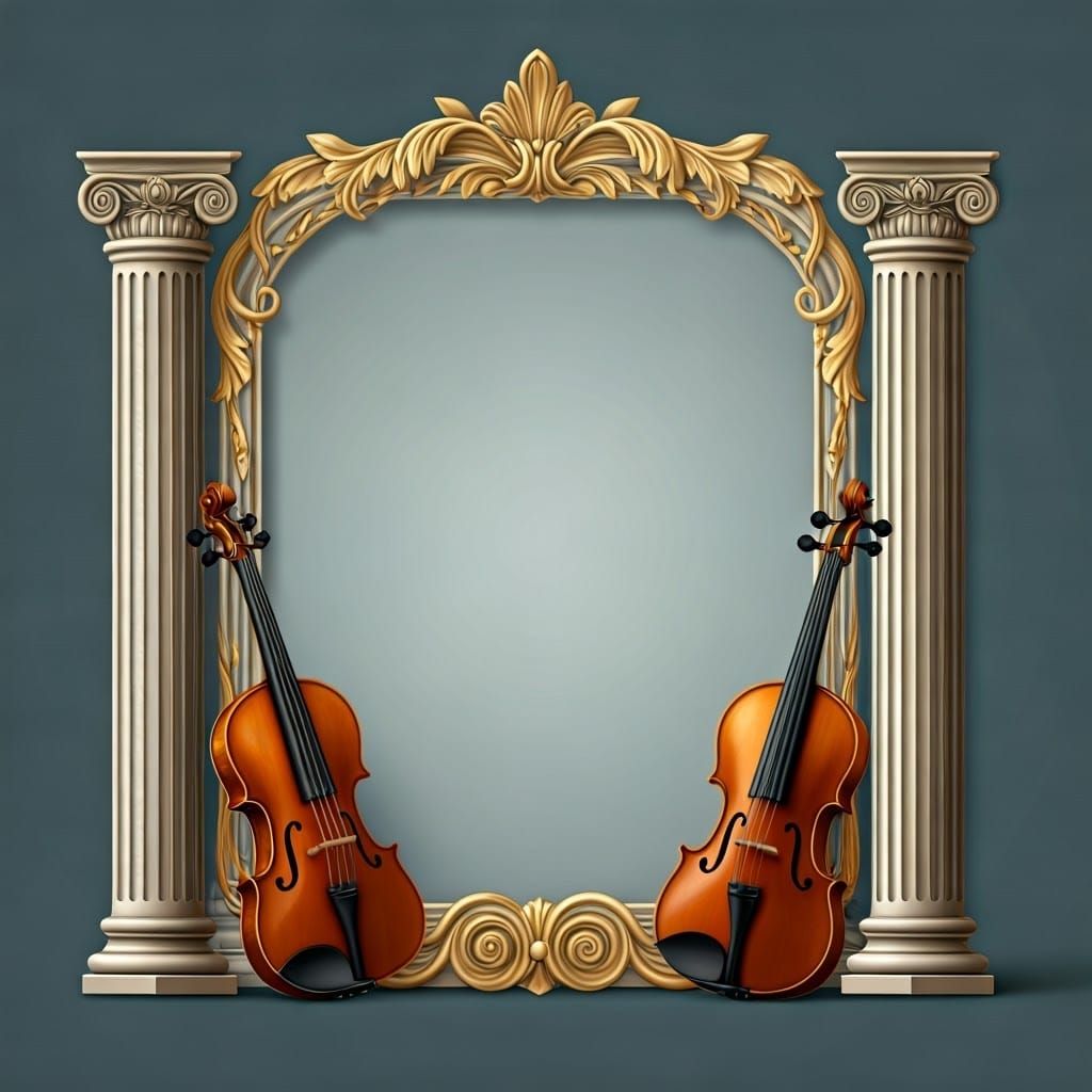 Classical Gold Frame with Corinthian Columns and Delicate Fi...