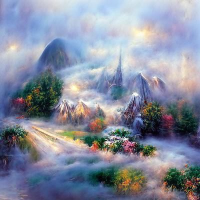 Beautiful misty mountain landscape