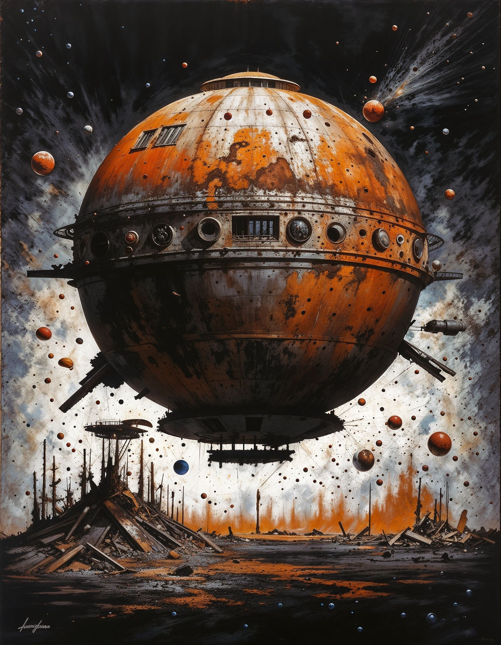 Threatening gunship. (Upscaled with leonardo.ai)