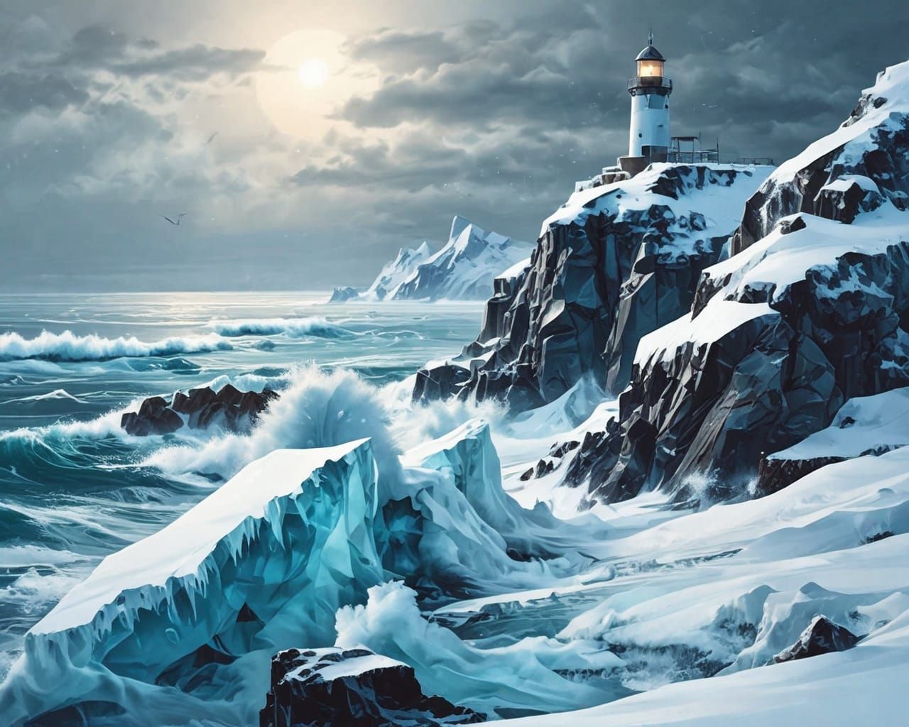 Lighthouse. Abstract scene.