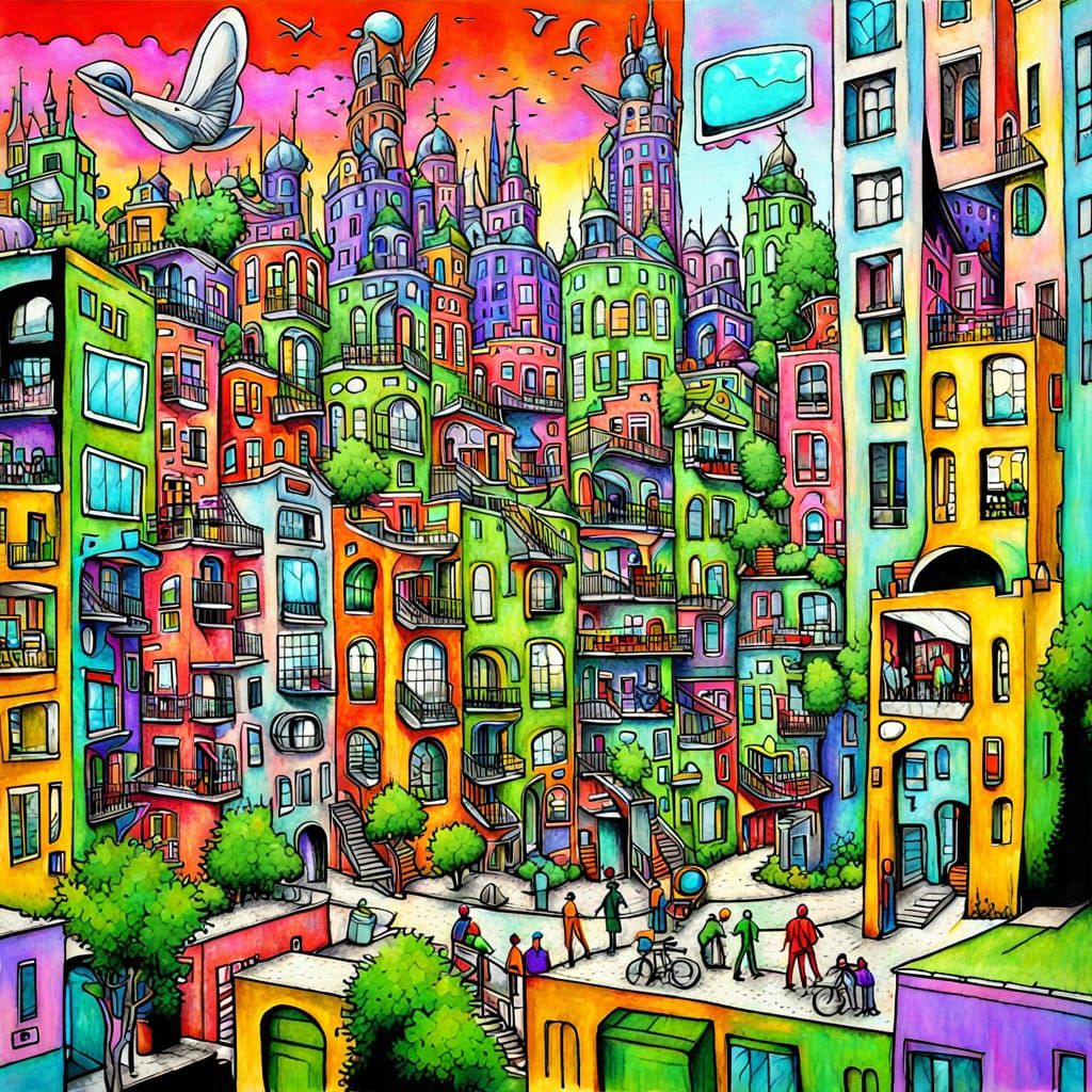 Eco punk city (unique, weird + surreal) : beautiful, wonderful + rights color + bright, shiny, rights ...  by @Joo