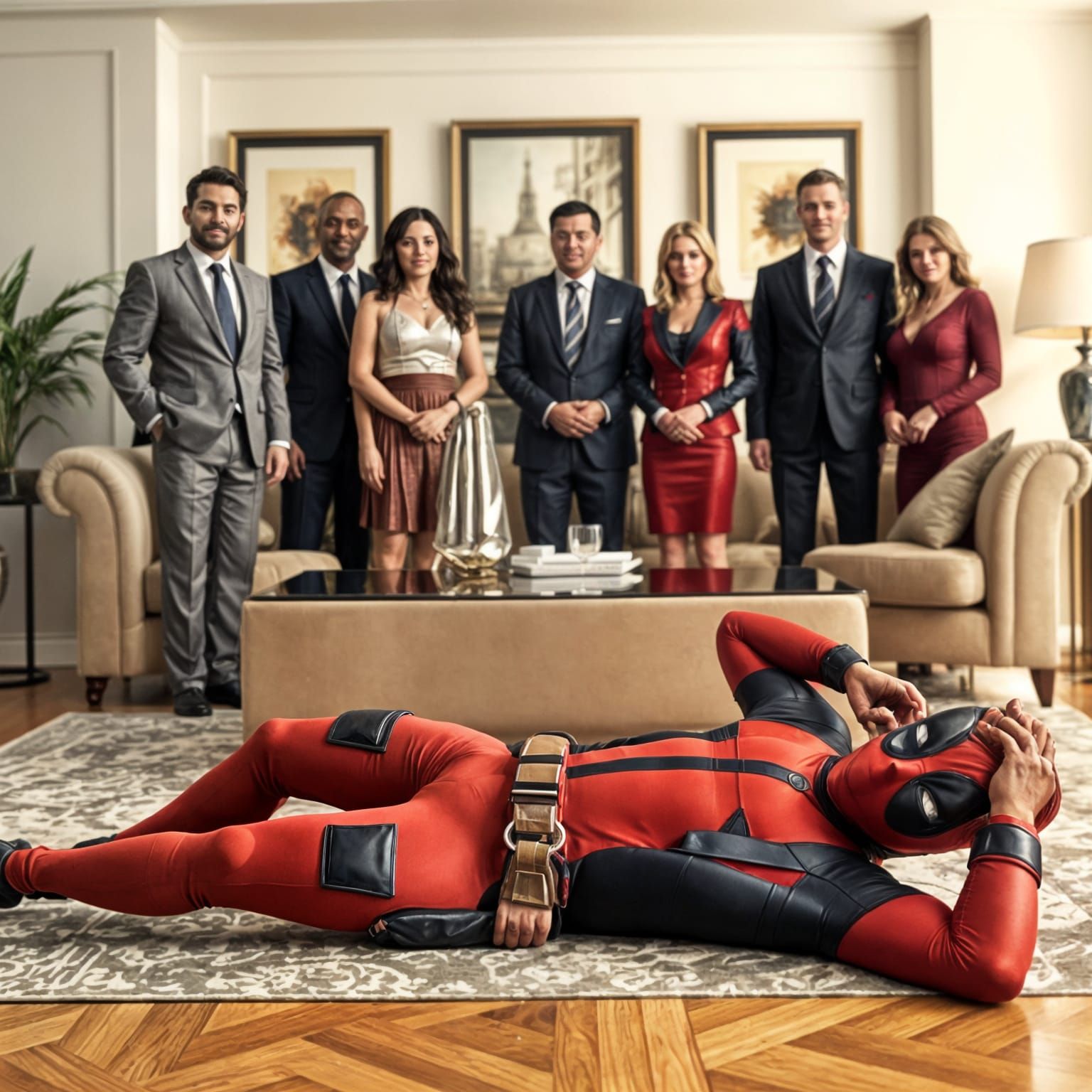 Deadpool Photobombs Elegant Family Portrait