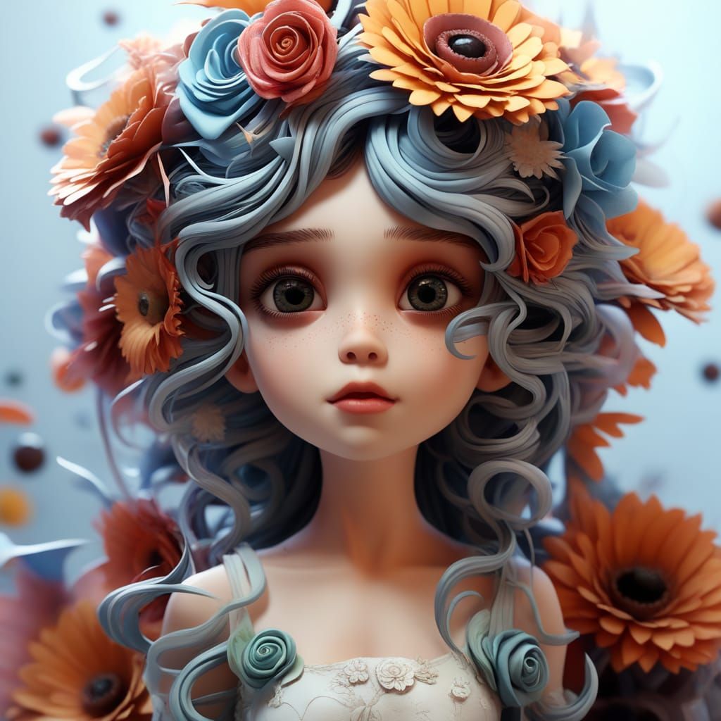 In a sea of blooms,
A girl whispers to the wind,
Nature's so...