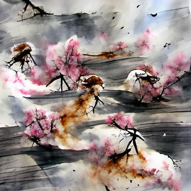 Cherry blossoms in the wind