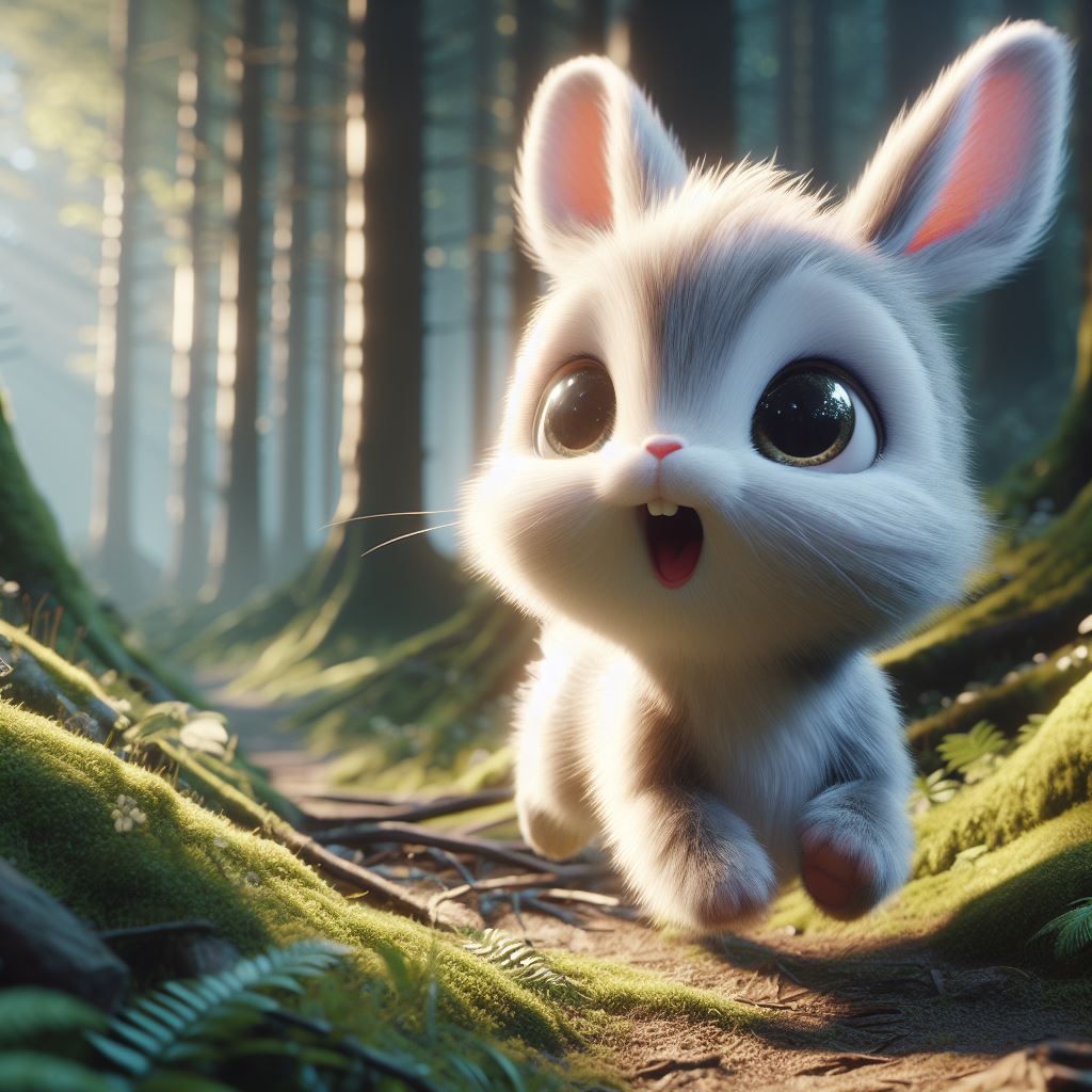 Cute Bunny In A Forest
