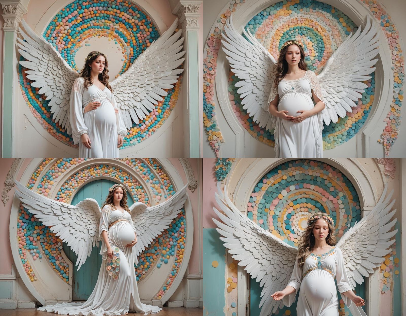 A beautiful angel with long white wings :: white down :: 7 m...