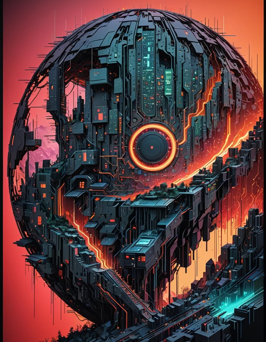 intricate glitched neofuturistic look less technologically d...