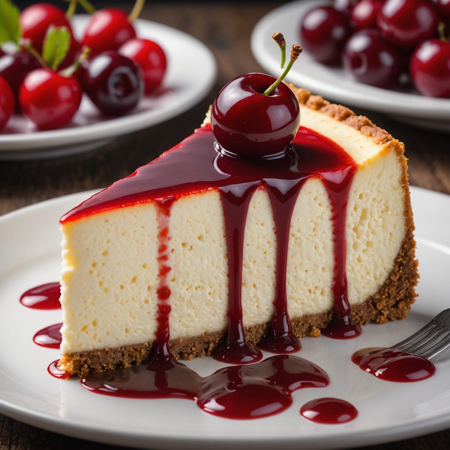 A slice of cherry cheesecake  by @Mike Ritchie
