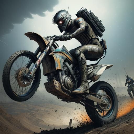 Mad Max on a dirt bike   by @vixyna