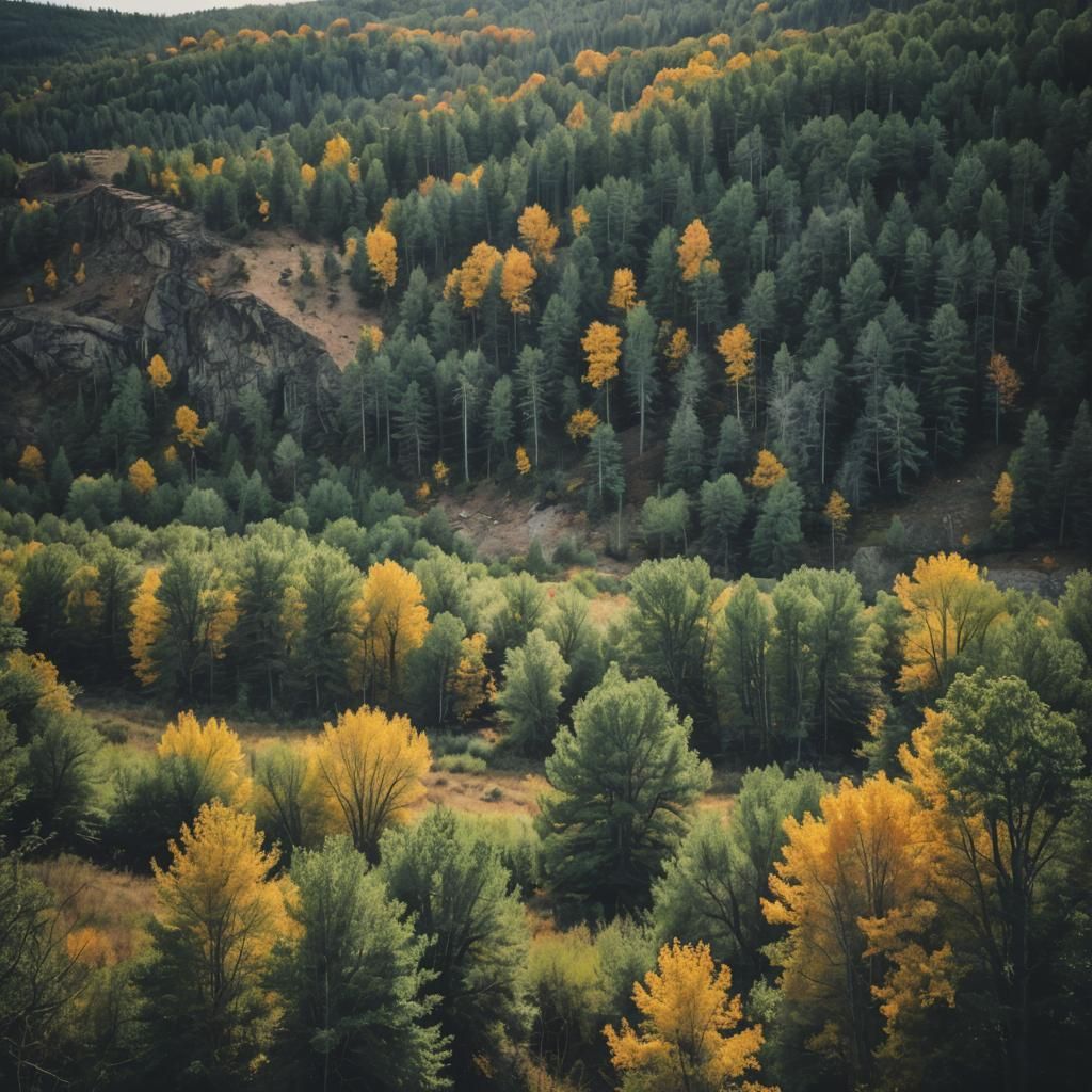 beautiful American nature outside train window