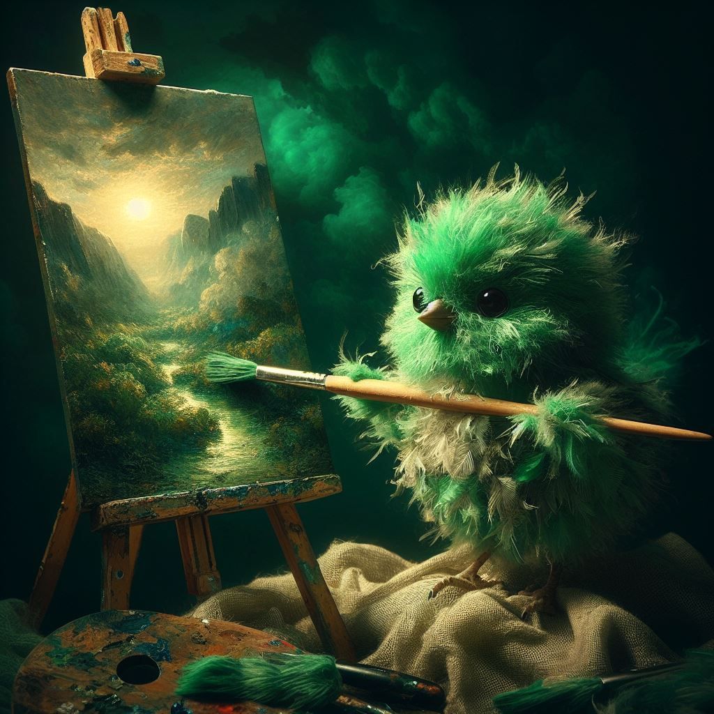 Green Bird Painting