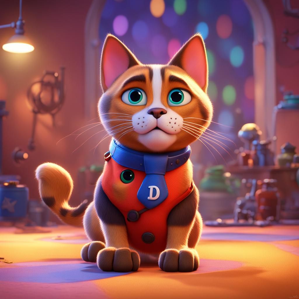 Duke and the CAT Pixar, Disney, concept art, 3d digital art,...