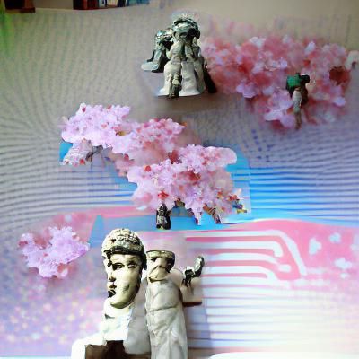 Japanese Cherry Blossoms and Greek Statues