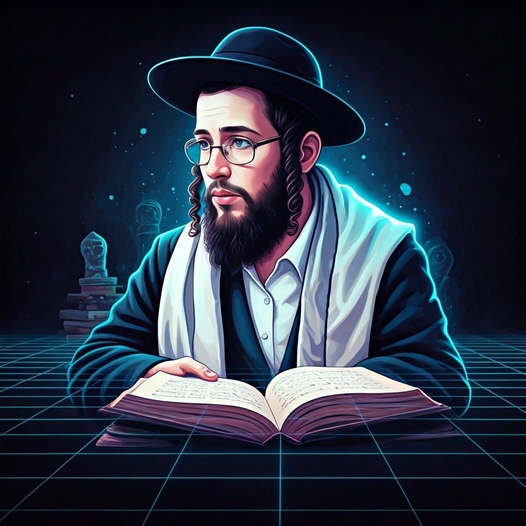 Orthodox Boy Portrait in Synthwave Ink Splatter Art