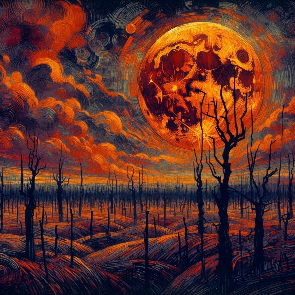 Moon casting an eerie Glow