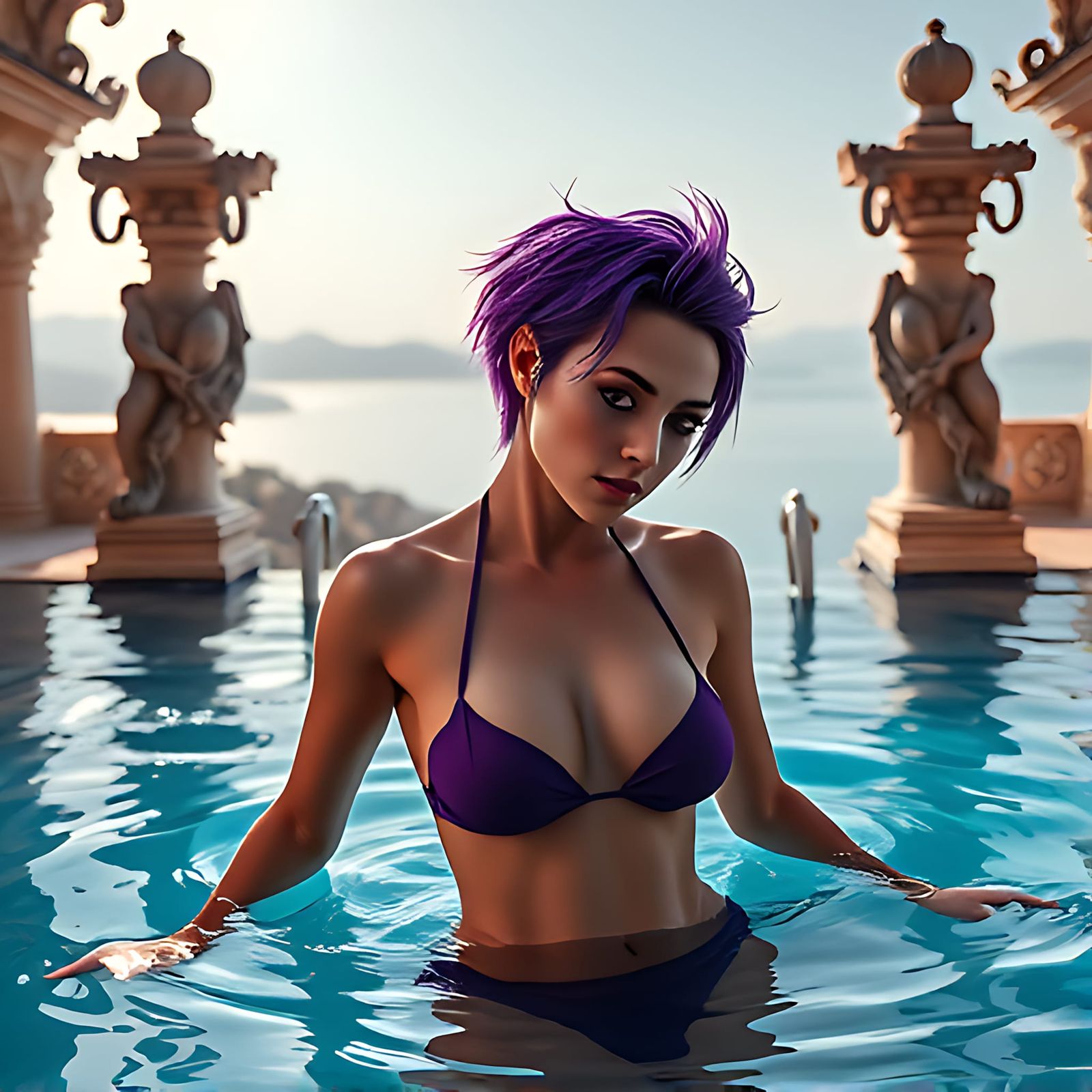 Purple Haired Pool Goddess