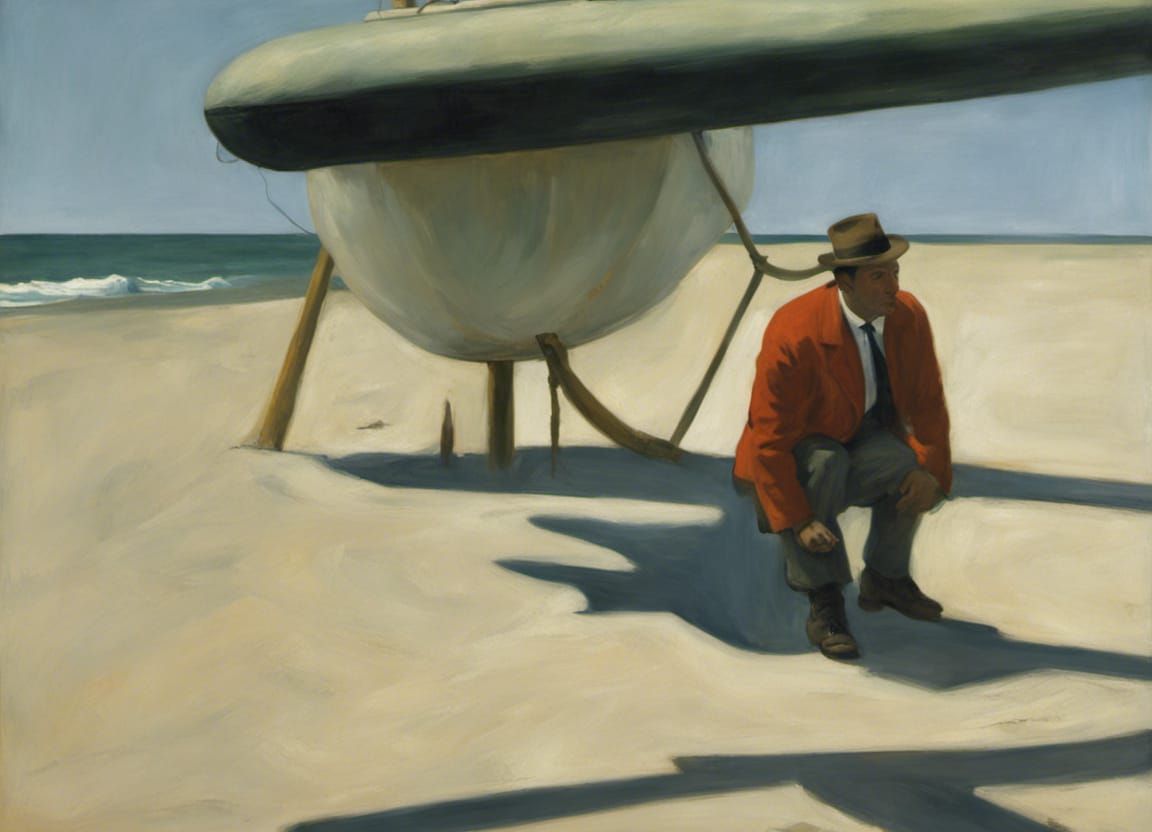 endurance found at the bottom of the sea, detailed oil painting, edward hopper