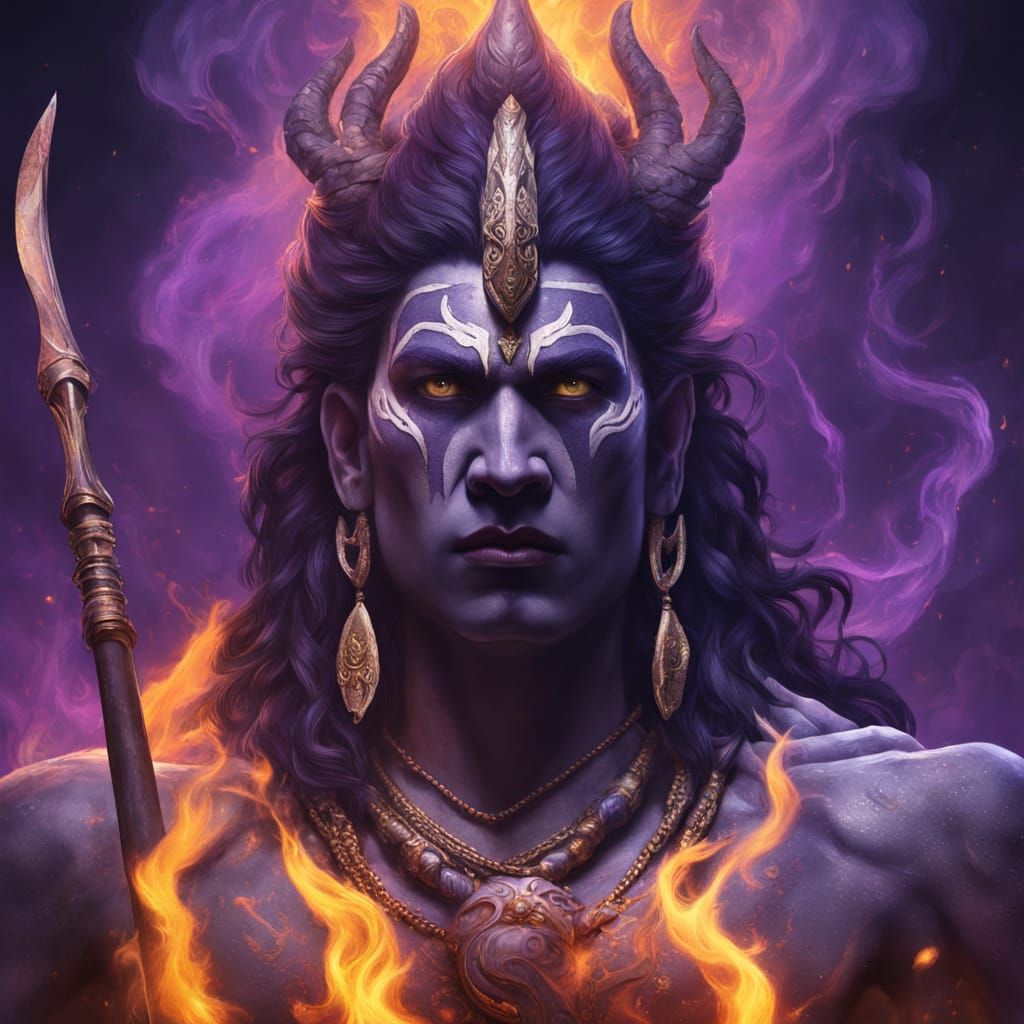 Shiva God in Flames: Dark Fantasy Concept Art