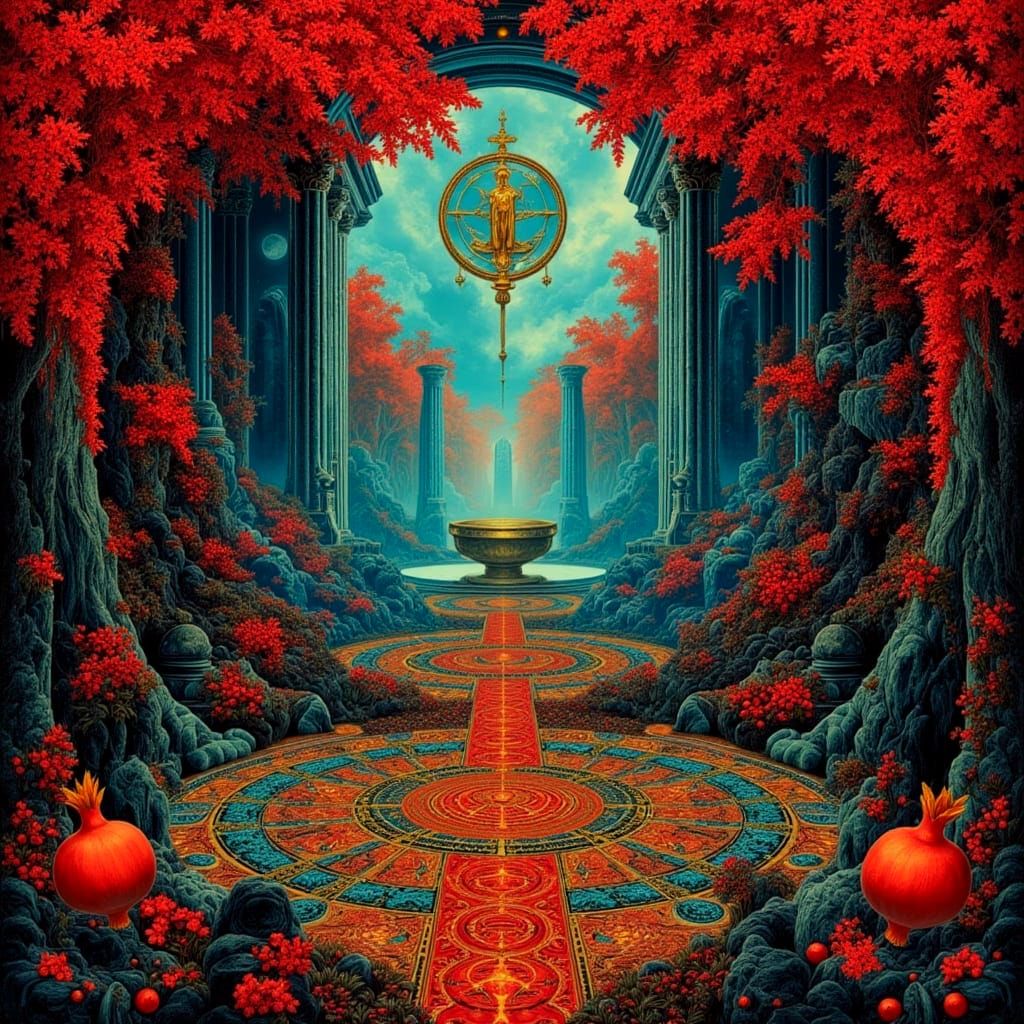 Esoteric Surreal Tarot With Obsidian Towers and Labyrinth