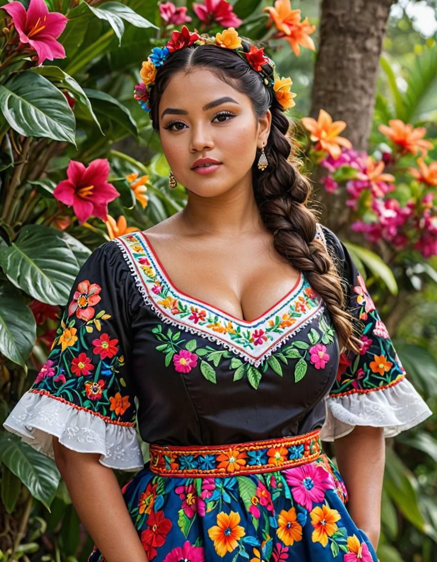Nicaraguan Woman Portrait in Traditional Dress