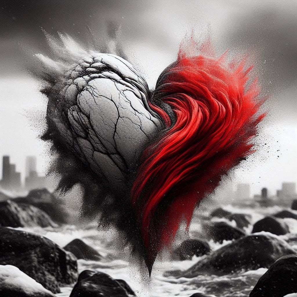 Красивое изображение сердца, приобретающего цвет