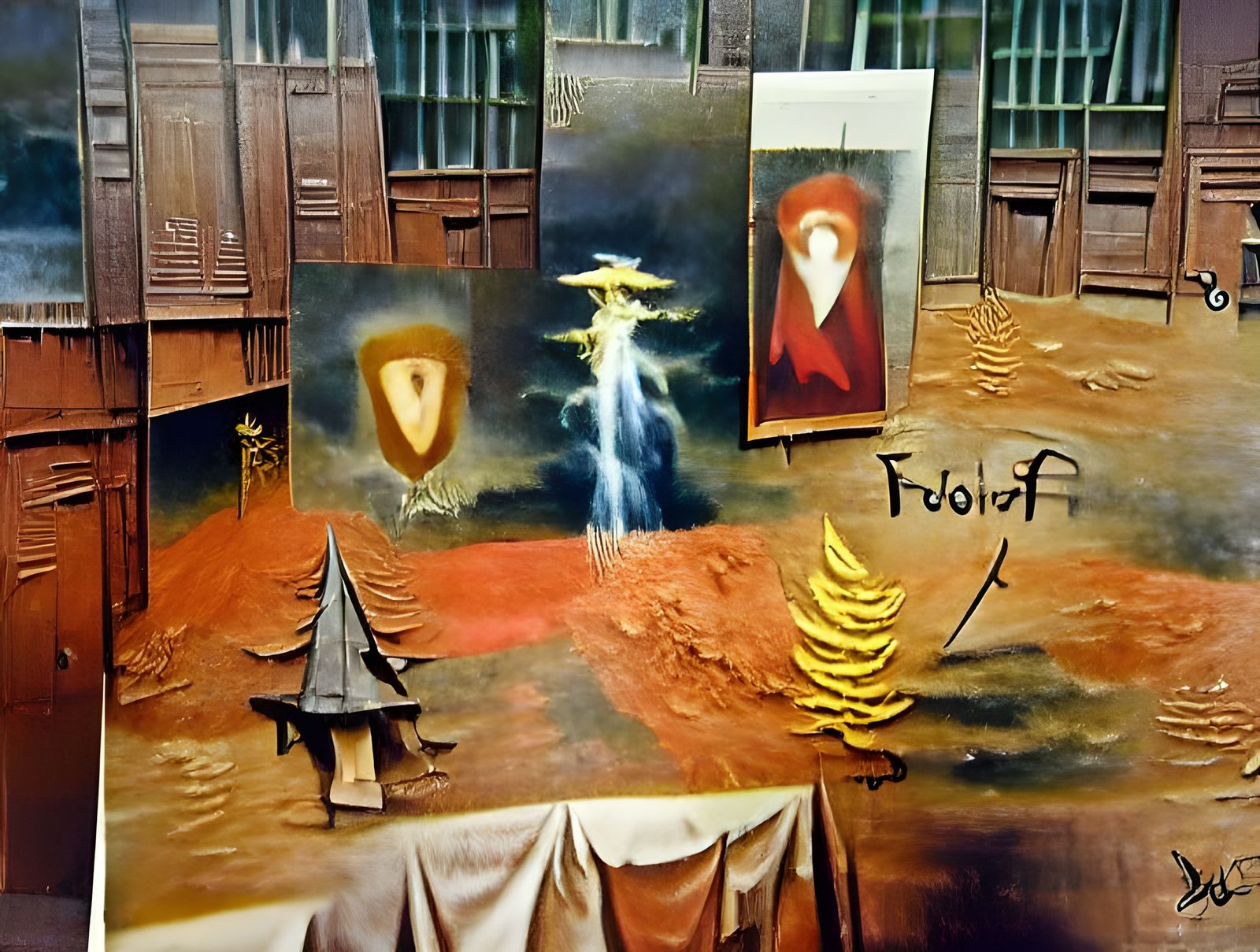 proof of UFOs, clyfford still, remedios varo, detailed oil painting