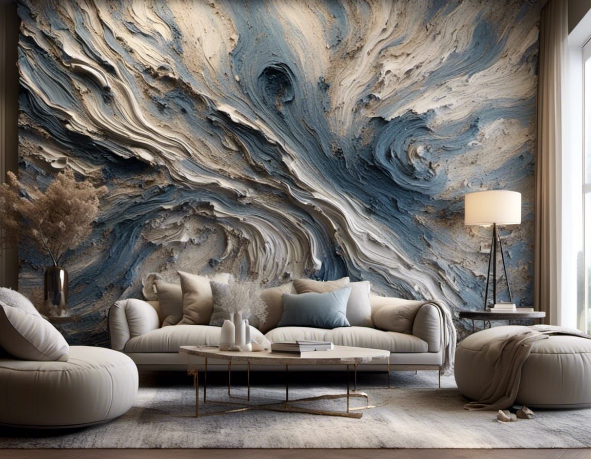 Abstract Impasto Design in Soft Muted Colors