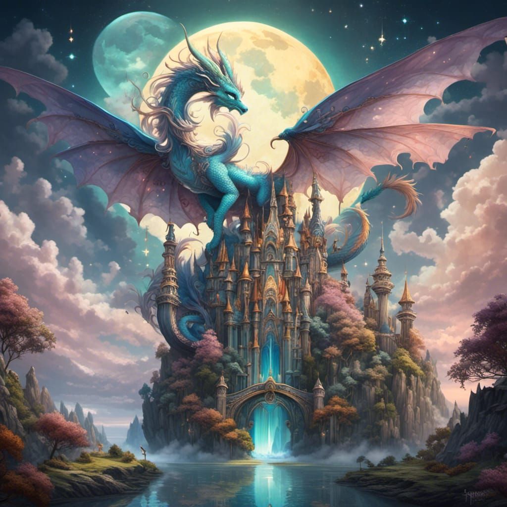 <lora:Crystal Watercolor:1.0> dragon 8k resolution concept art intricately detailed Unreal Engine elegant beautiful fantasy fairycore