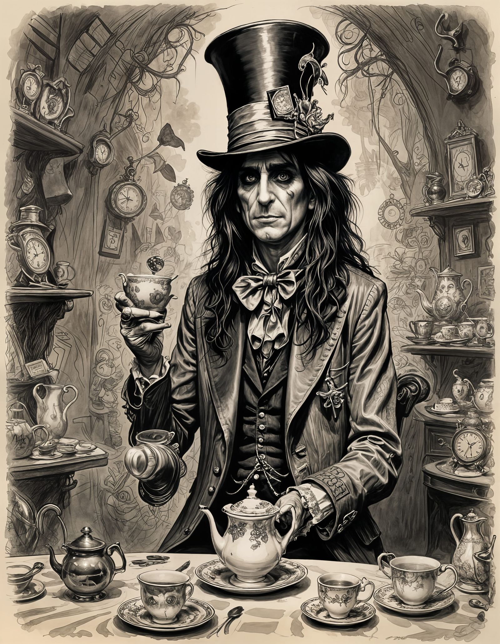 Alice at the Mad Hatter's tea party