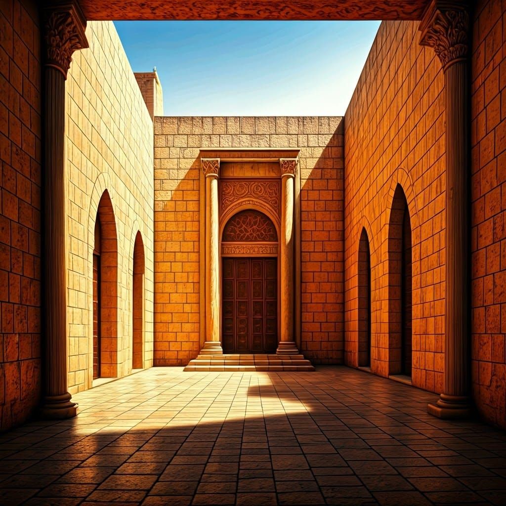 Jerusalem Temple in Golden Light, Ornate Details