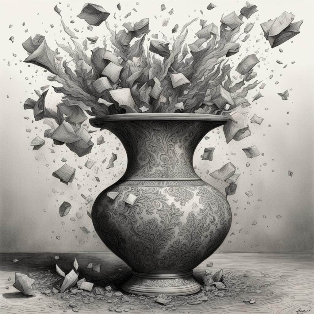 a vase falling breaking moment hyperdetailed fantastical AI Generated