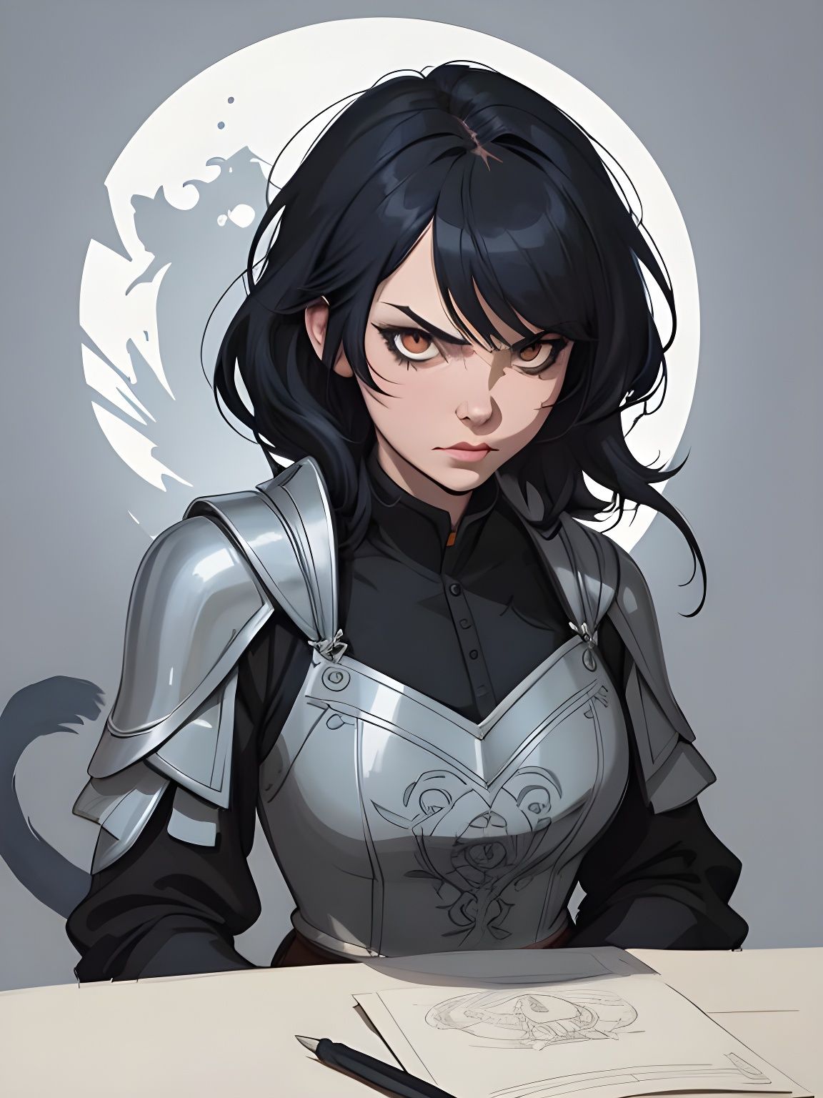 Anthropomorphic Cat Knight in Medieval Tavern