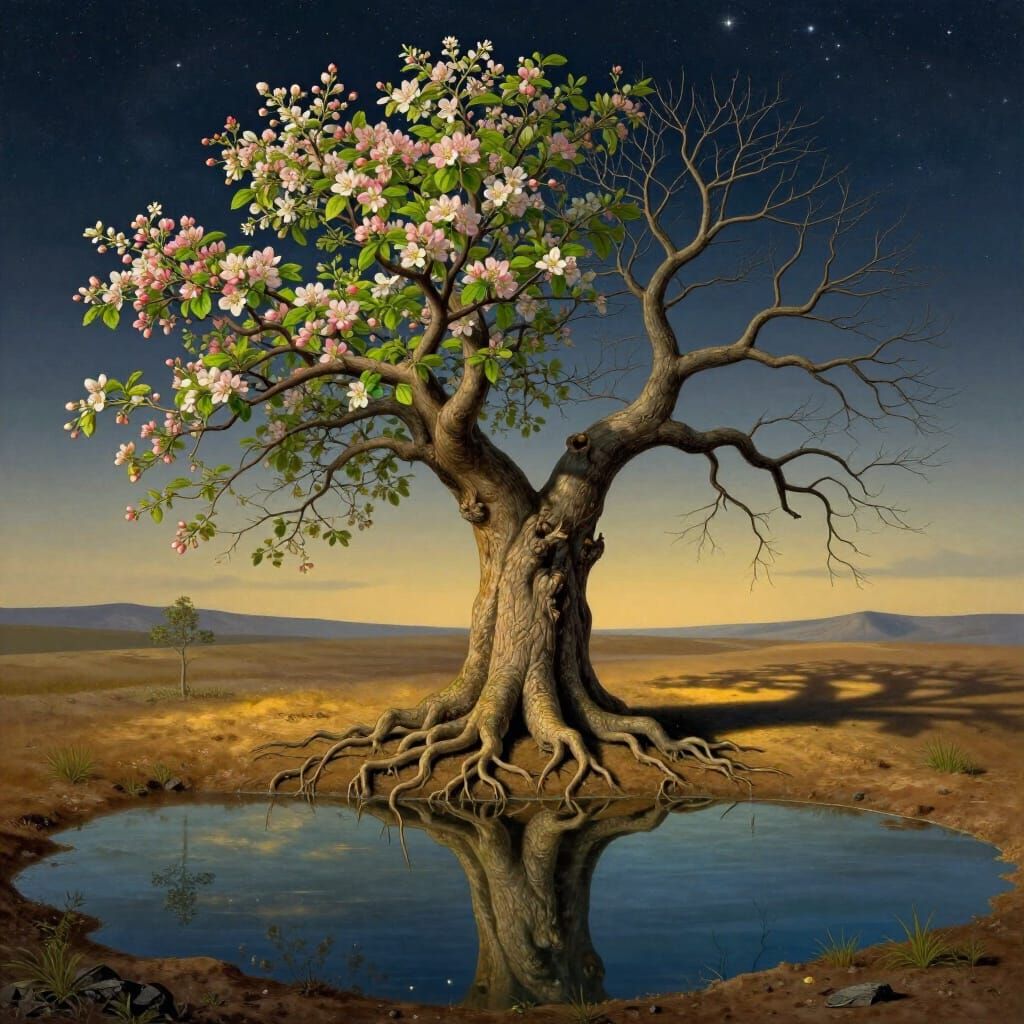 Duality Tree: Spring Meets Winter Under Cosmic Light