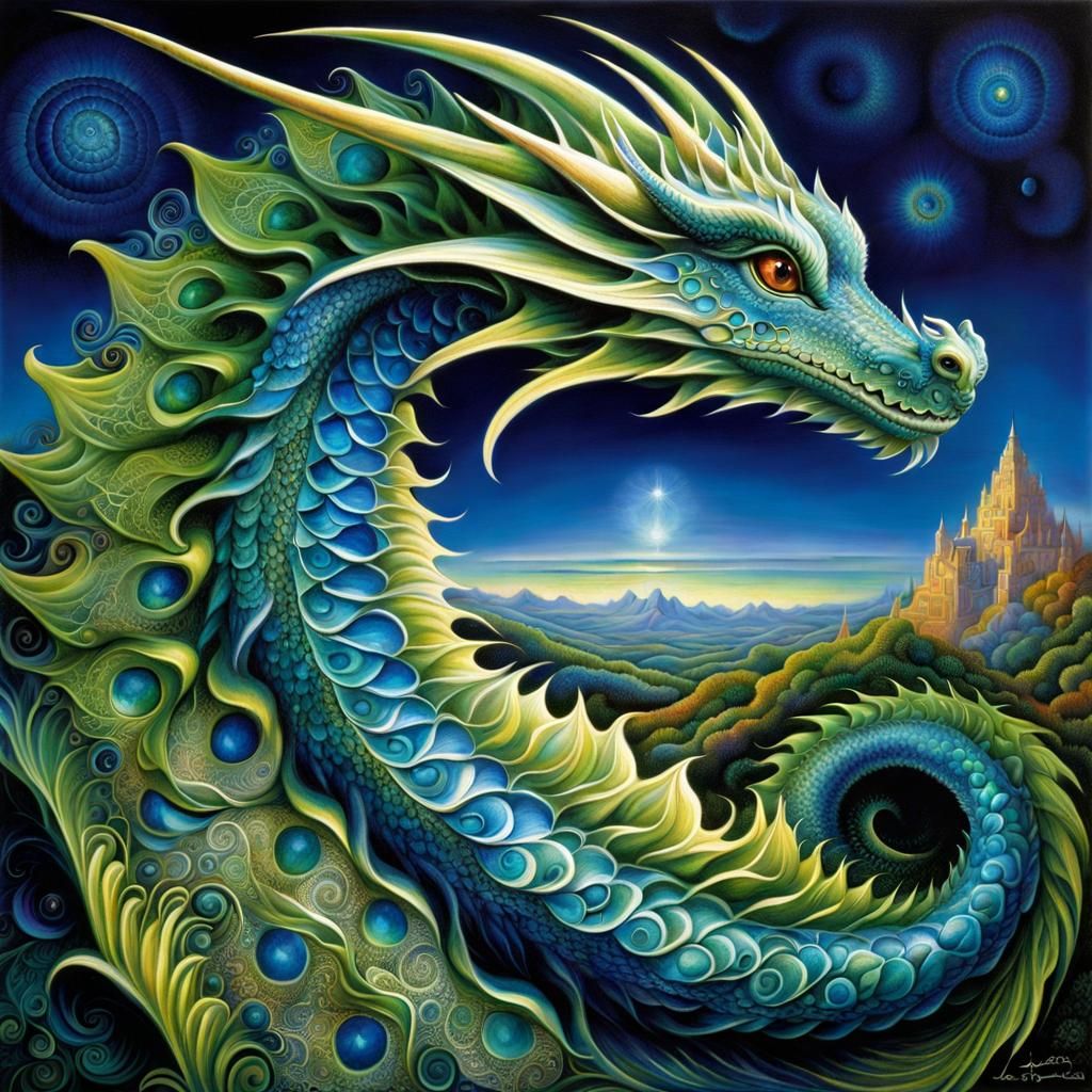 Bluegreen Dragon AI Generated Artwork NightCafe Creator