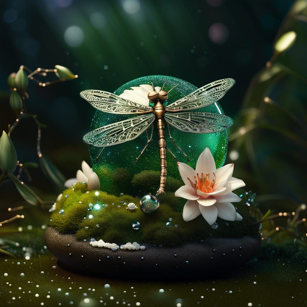 Dragonfly and waterlily